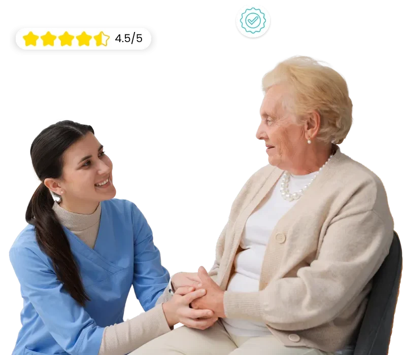 Home Caregivers Caregiver sharing a moment with an older adult at home in New Jersey
